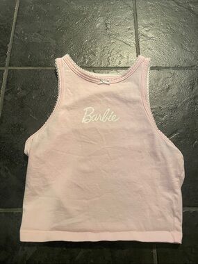 PacSun Pink Barbie Logo Tank Top with Bow Trim